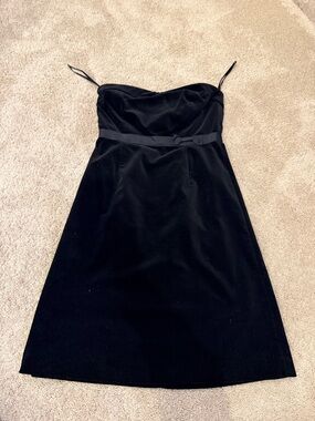 J. Crew Black Strapless Velvet A-Line Dress